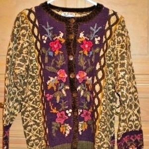 Heirloom Collectibles Purple Detailed Knit Patterned Sweater M